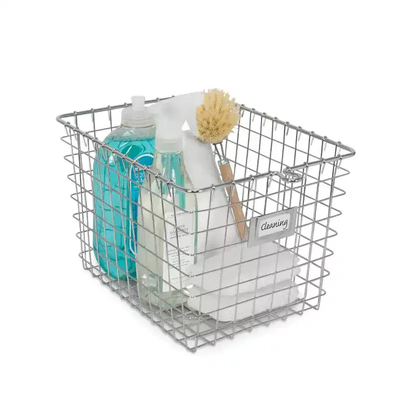 Petit panier de rangement en fil métallique, argenté