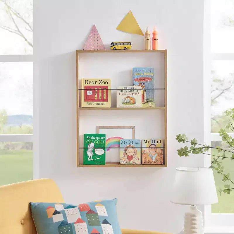 Étagère murale à 2 niveaux pour enfants en hêtre, 69,85 x 53,98 cm