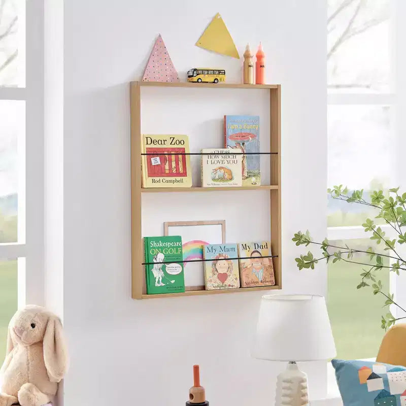 Étagère murale à 2 niveaux pour enfants en hêtre, 69,85 x 53,98 cm