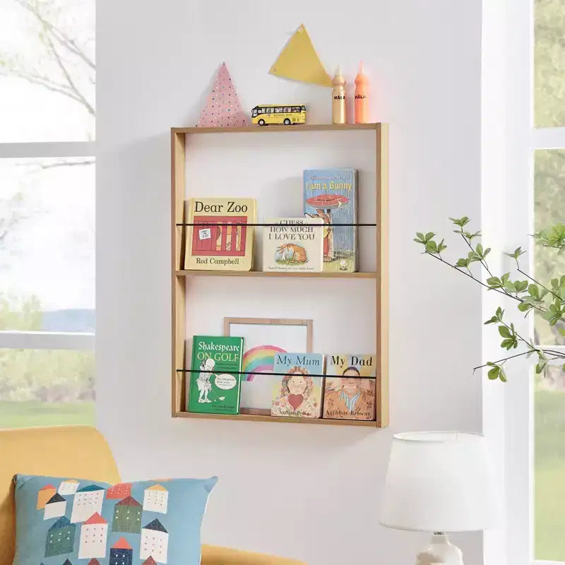 Étagère murale à 2 niveaux pour enfants en hêtre, 69,85 x 53,98 cm