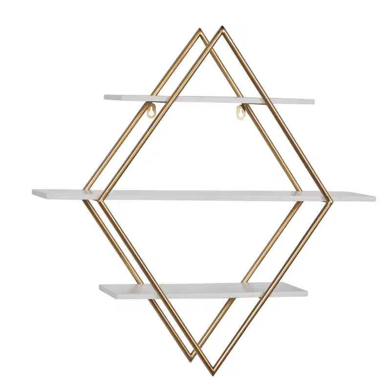 20"x20" Wooden 3 Shelves Wall with Diamond Shape Gold - Olivia & May: Glam Style, MDF, No Assembly Required