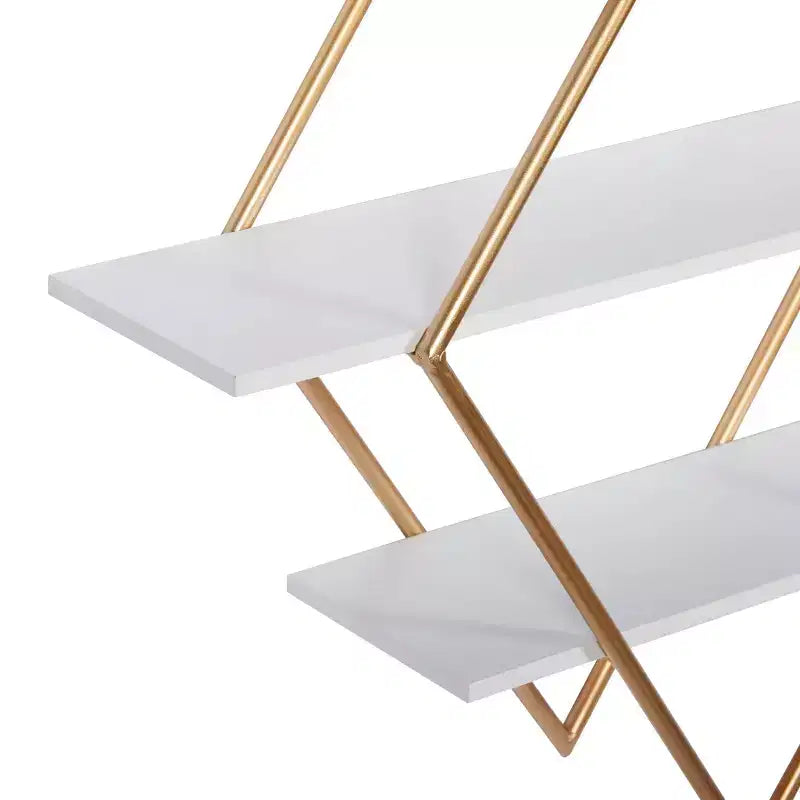 Étagère murale dorée en losange 50x50 cm avec 3 étagères, style glamour