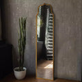 Miroir mural arqué sur pied en métal, or antique, 70 pouces