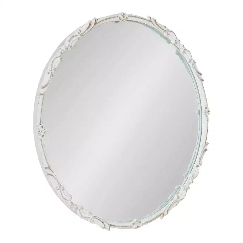 24" Diameter Brynley Decorative Wall Mirror White - Kate & Laurel All Things Decor: Glam Style, No Assembly Required