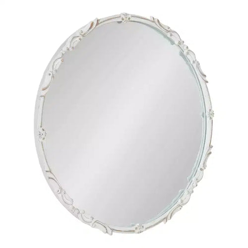 24" Diameter Brynley Decorative Wall Mirror White - Kate & Laurel All Things Decor: Glam Style, No Assembly Required