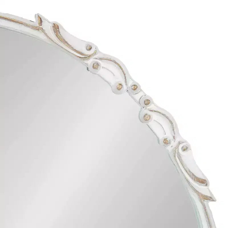 Miroir mural rond décoratif de 24 pouces de diamètre, blanc, style glamour