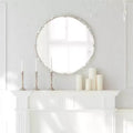 Miroir mural rond décoratif de 24 pouces de diamètre, blanc, style glamour