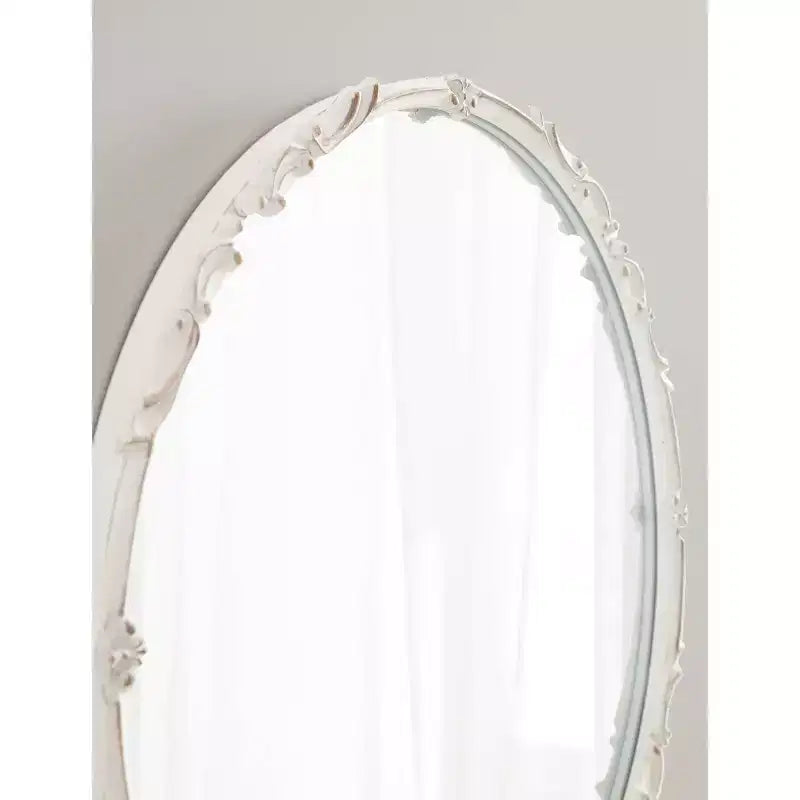 Miroir mural rond décoratif de 24 pouces de diamètre, blanc, style glamour