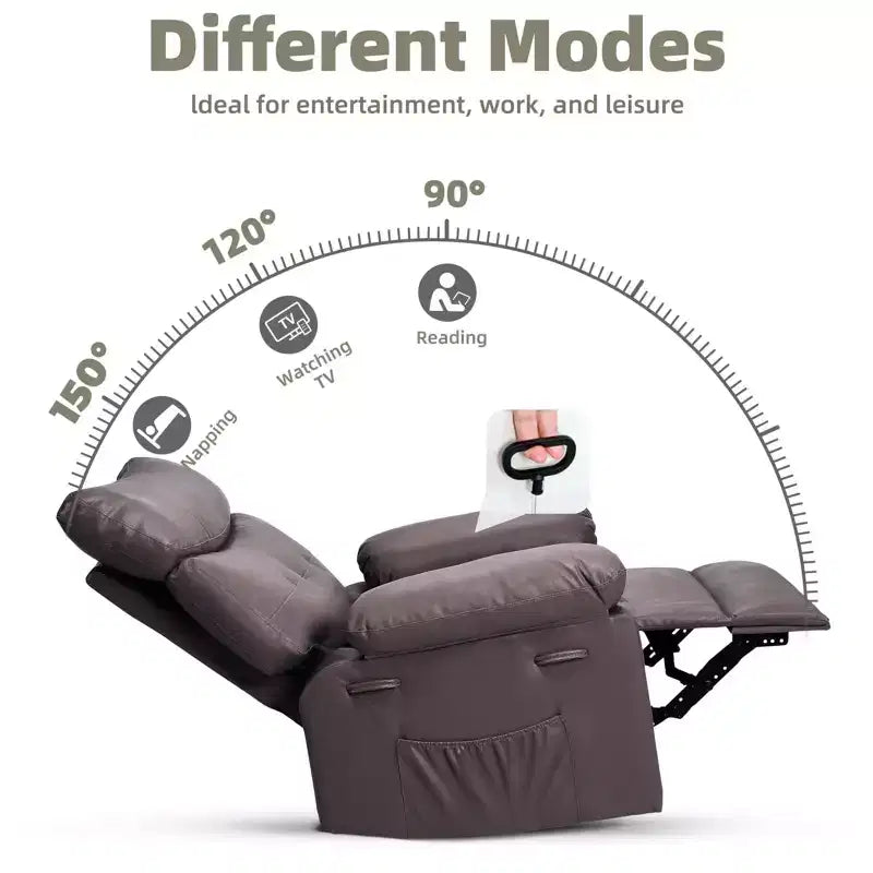 Fauteuil inclinable surdimensionné - Grand fauteuil inclinable manuel en similicuir PU pour adultes, fauteuil de relaxation au confort exceptionnel