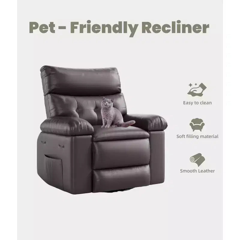 Fauteuil inclinable surdimensionné - Grand fauteuil inclinable manuel en similicuir PU pour adultes, fauteuil de relaxation au confort exceptionnel