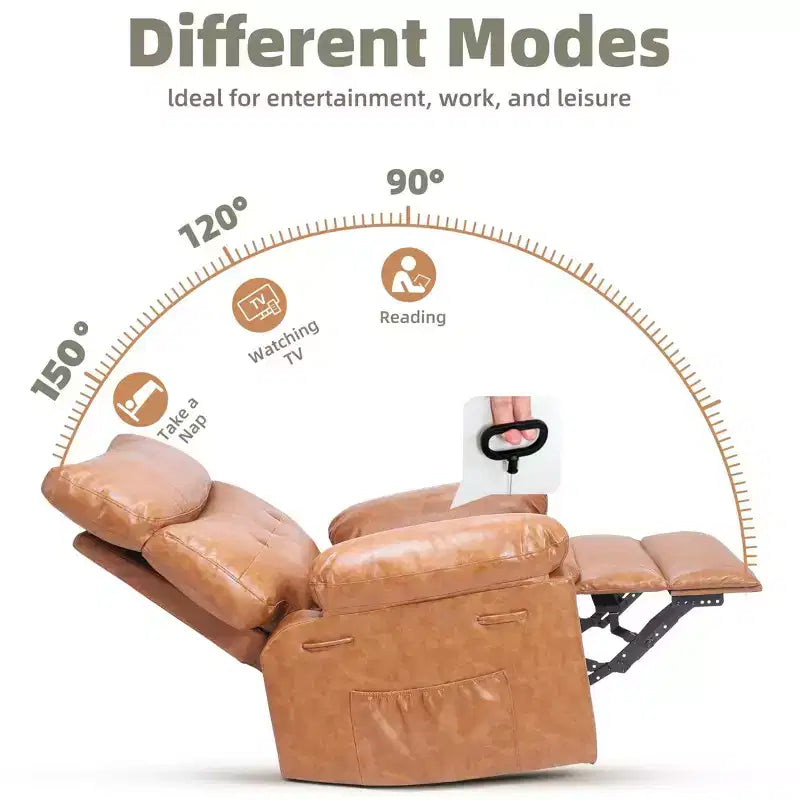 Fauteuil inclinable surdimensionné - Grand fauteuil inclinable manuel en similicuir PU pour adultes, fauteuil de relaxation au confort exceptionnel
