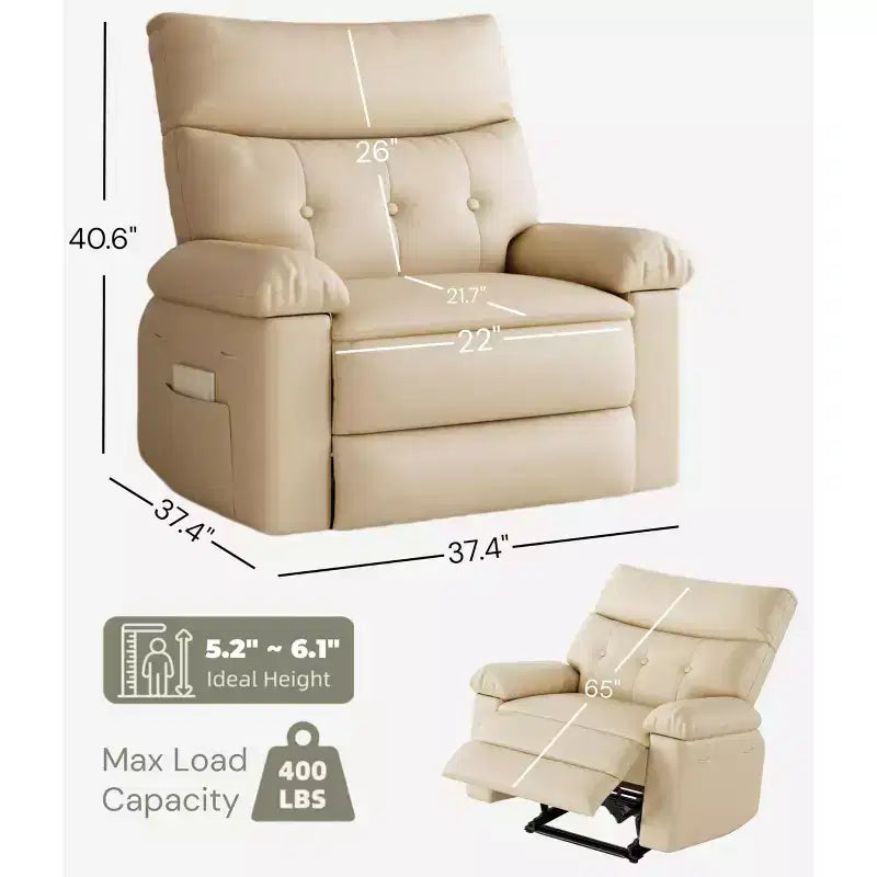 Fauteuil inclinable surdimensionné - Grand fauteuil inclinable manuel en similicuir PU pour adultes, fauteuil de relaxation au confort exceptionnel
