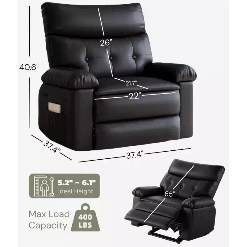 Fauteuil inclinable surdimensionné - Grand fauteuil inclinable manuel en similicuir PU pour adultes, fauteuil de relaxation au confort exceptionnel