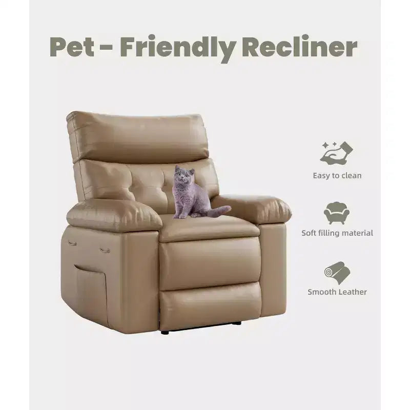 Fauteuil inclinable surdimensionné - Grand fauteuil inclinable manuel en similicuir PU pour adultes, fauteuil de relaxation au confort exceptionnel
