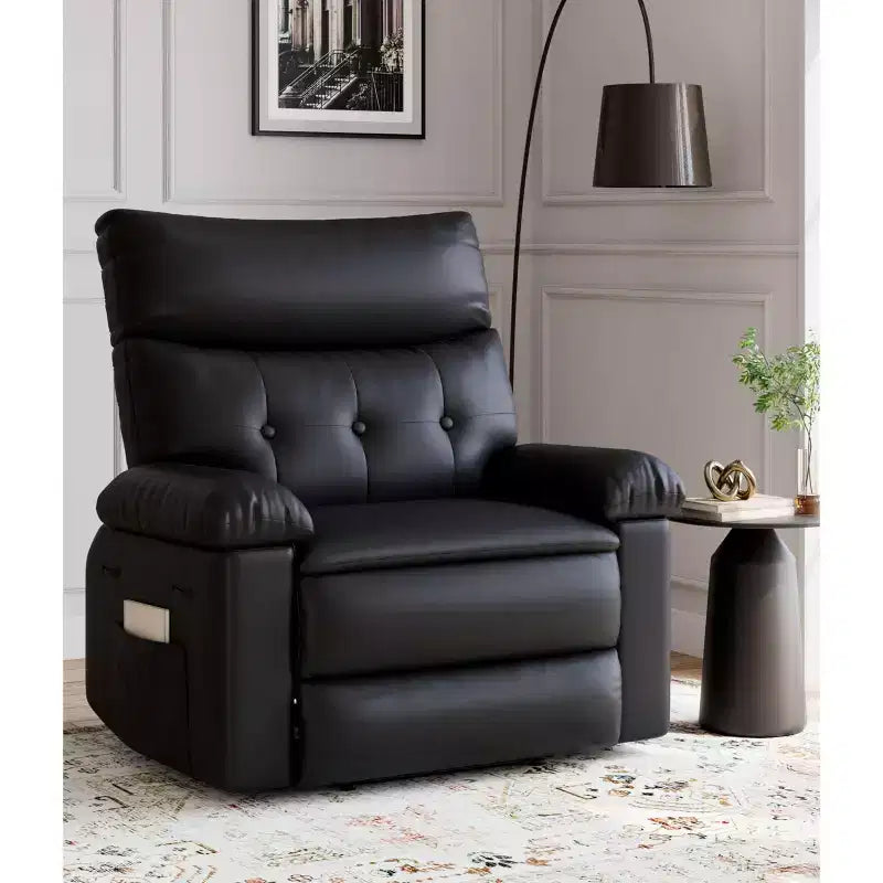 Oversized Recliner Chair - Faux PU Leather Large Manual Recliner for Adults, Exceptional Comfort Lazy Chair