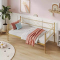 Gold Metal Twin Daybed, Single Bed, Steel Slat Support, Modern Space-Saving Frame