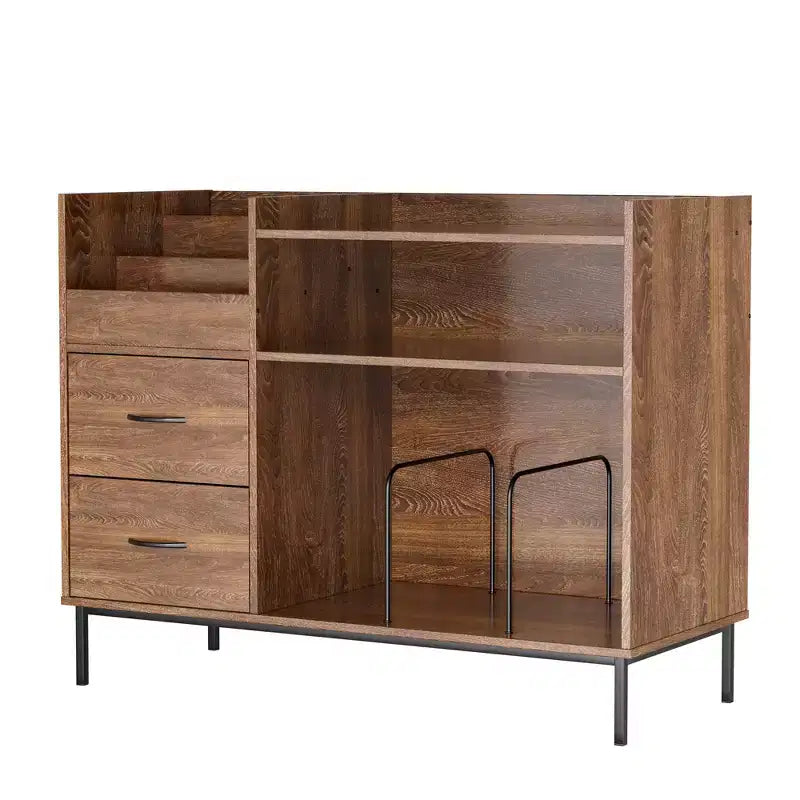 Étagère à disques de style médiéval moderne avec tiroirs, peut contenir plus de 500 albums, meuble audio en bois et métal