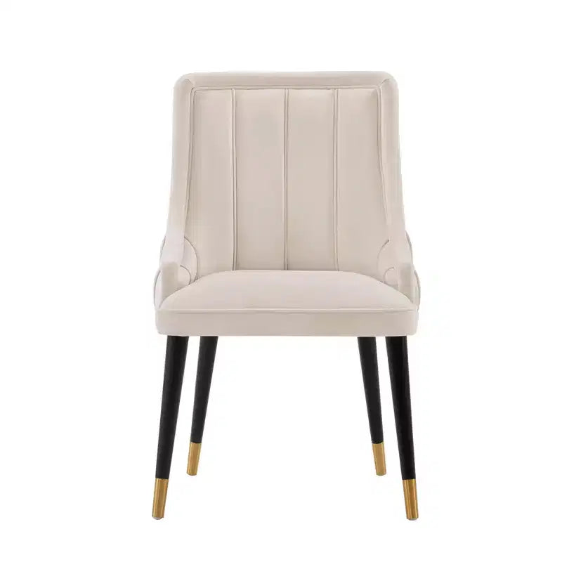 Chaise de salle à manger moderne en velours, crème
