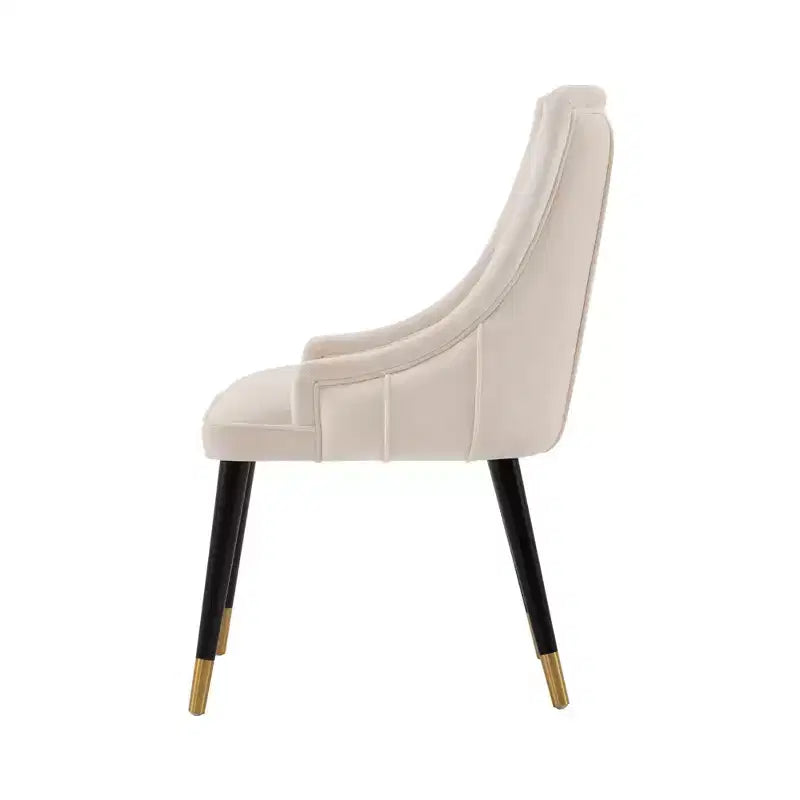 Chaise de salle à manger moderne en velours, crème