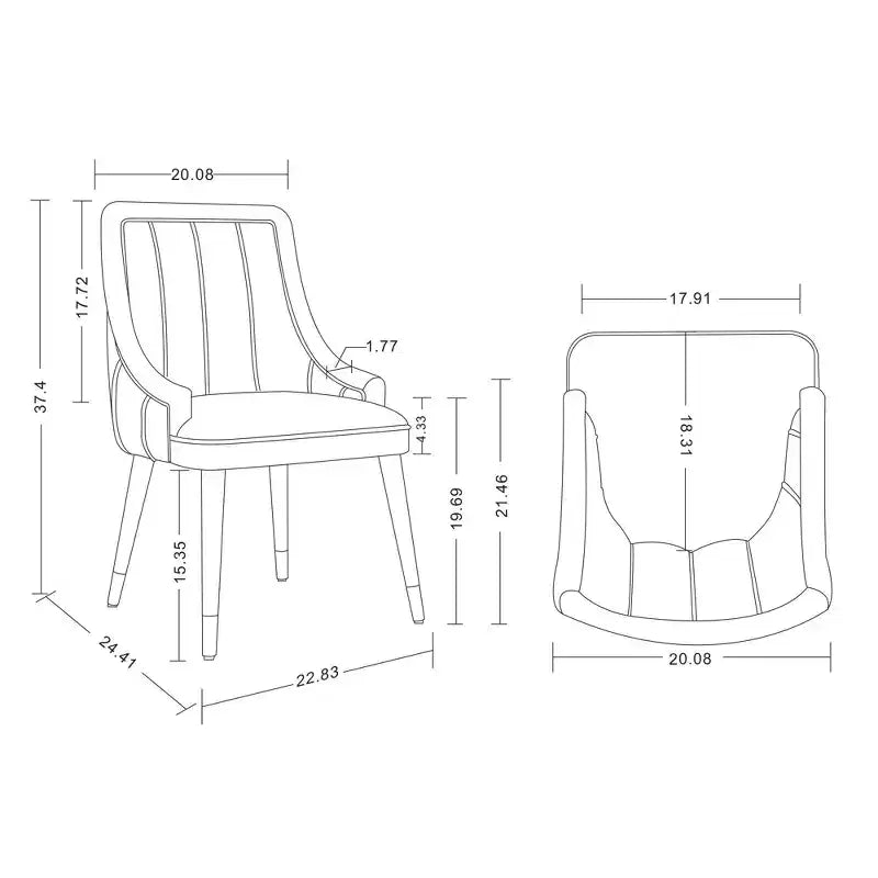 Chaise de salle à manger moderne en velours, crème