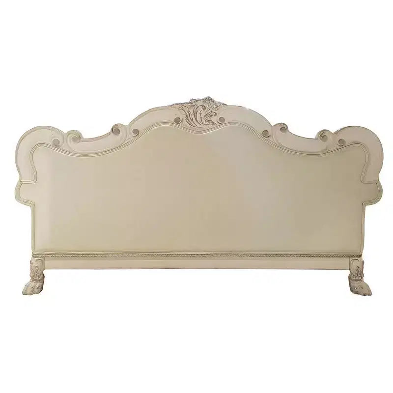 Canapé traditionnel capitonné de 85,5 po avec clous décoratifs, Blanc Os