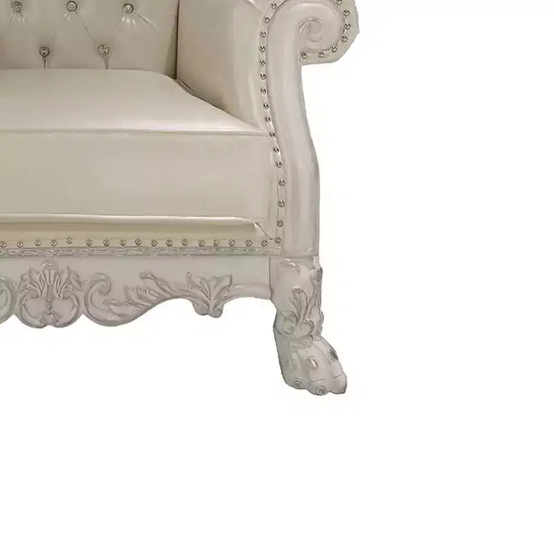 Fauteuil d'appoint capitonné traditionnel de 44,8 po, blanc cassé