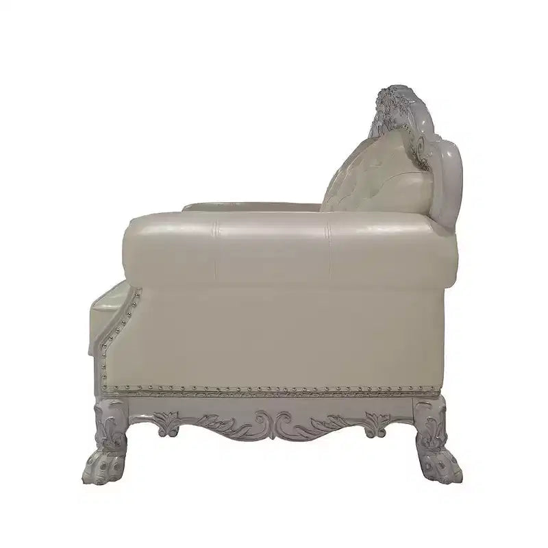 Fauteuil d'appoint capitonné traditionnel de 44,8 po, blanc cassé