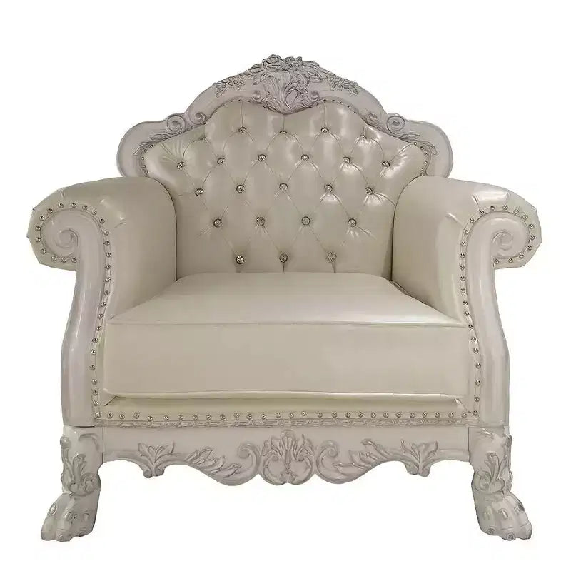Fauteuil d'appoint capitonné traditionnel de 44,8 po, blanc cassé