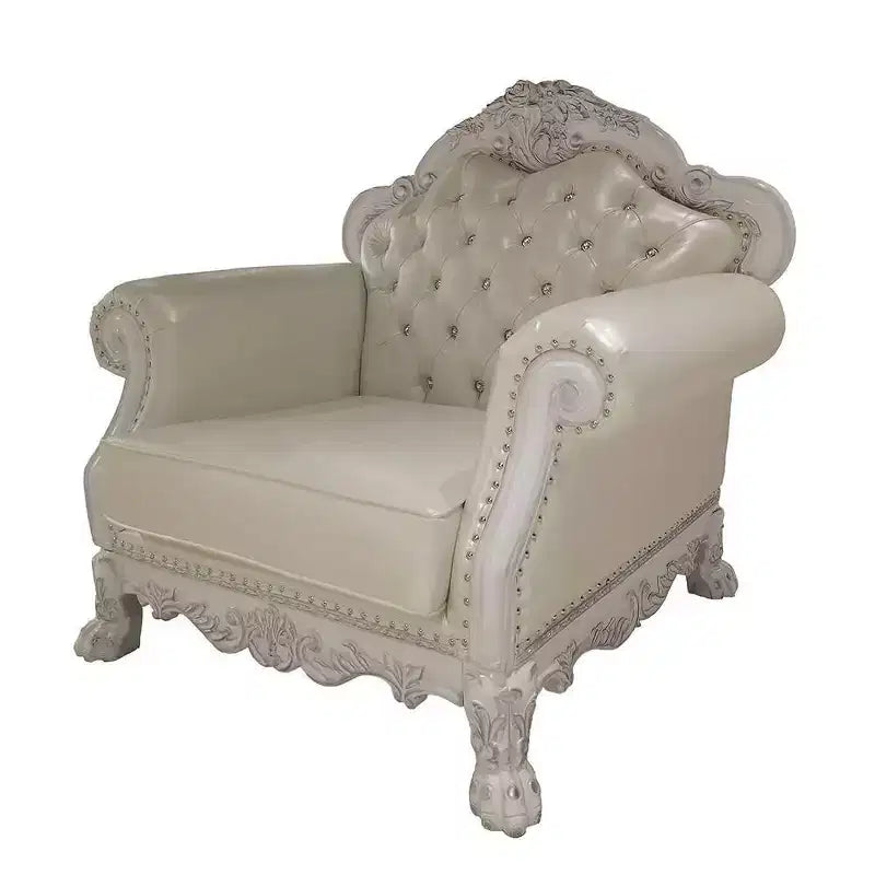 Fauteuil d'appoint capitonné traditionnel de 44,8 po, blanc cassé