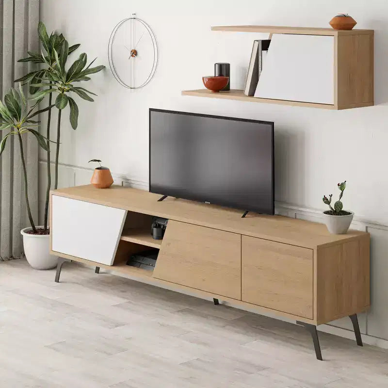 Meuble TV pour téléviseurs jusqu'à 70", chêne clair