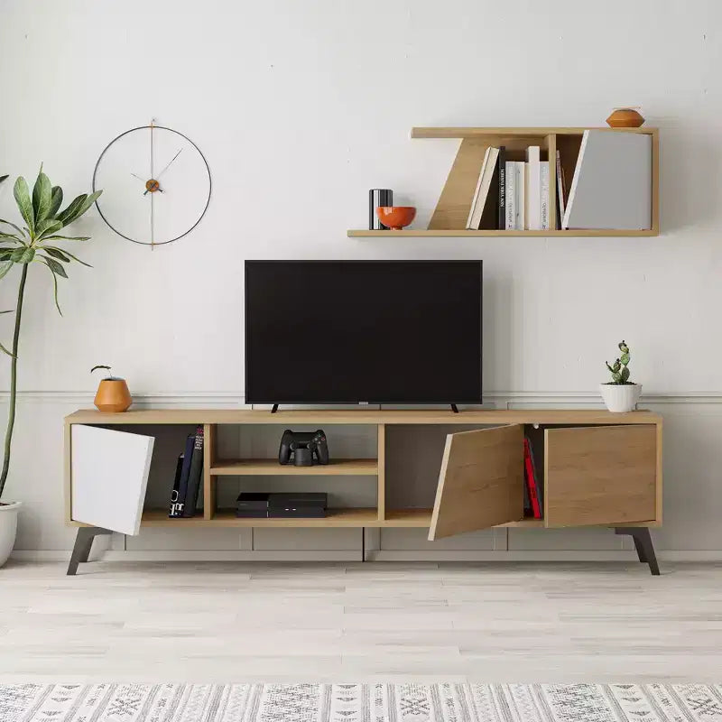Meuble TV pour téléviseurs jusqu'à 70", chêne clair