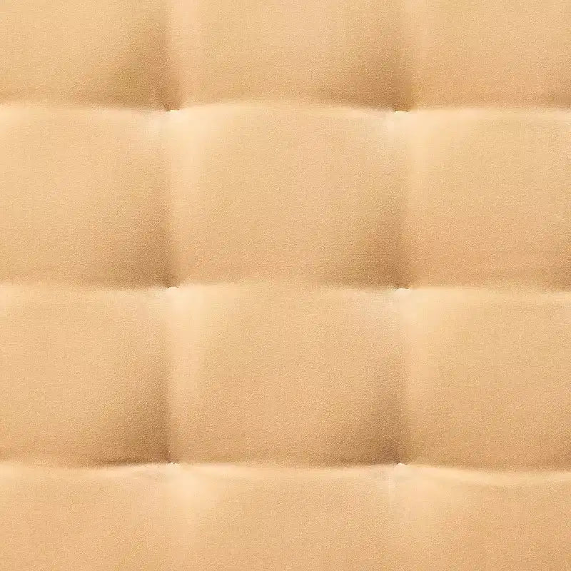 Banc capitonné Bolster, velours beige, pieds en acier thermolaqué, capacité de 102 kg