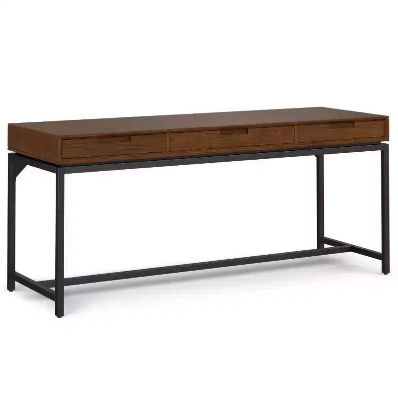 Bureau de style Mid-Century en bois massif avec tiroirs, placage noyer