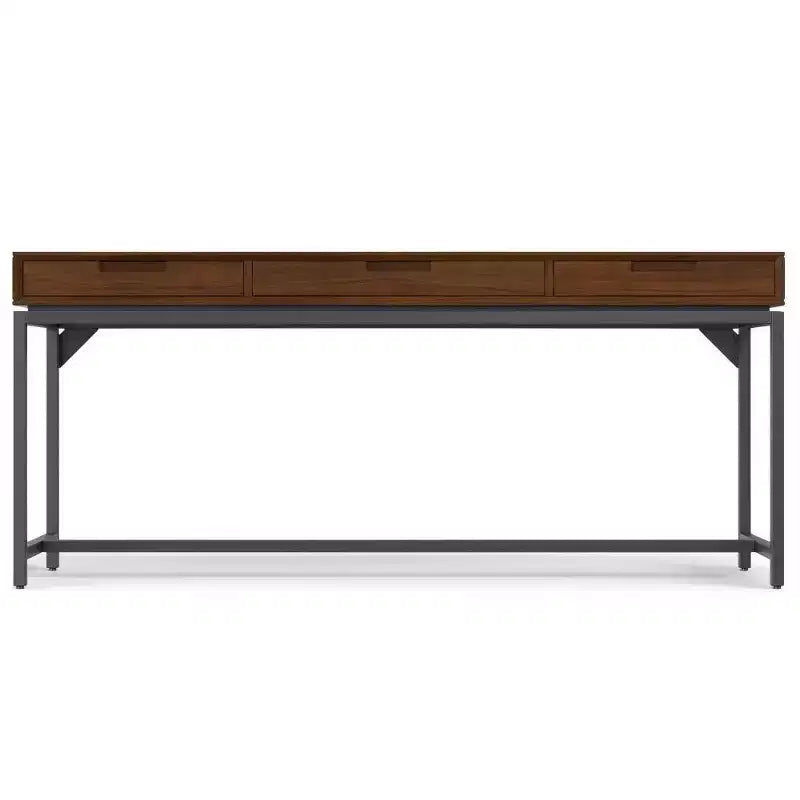 Bureau de style Mid-Century en bois massif avec tiroirs, placage noyer