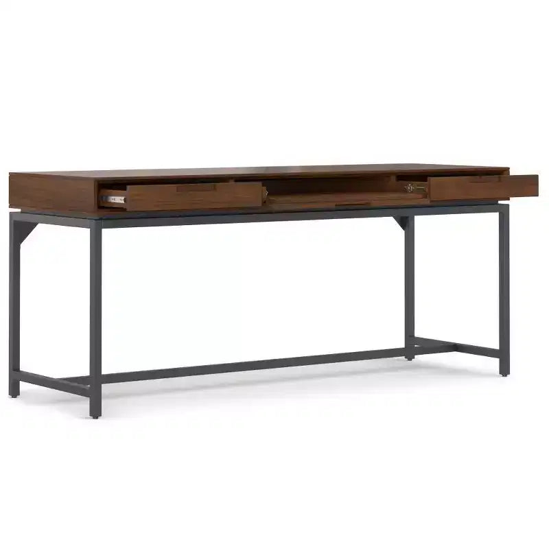 Bureau de style Mid-Century en bois massif avec tiroirs, placage noyer