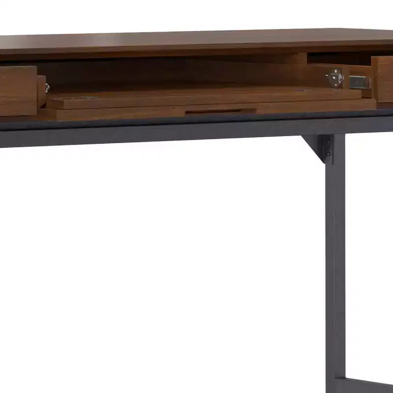 Bureau de style Mid-Century en bois massif avec tiroirs, placage noyer