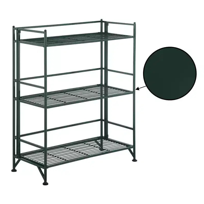 Breighton Home 32.5" Xtra Storage 3 Tier Wide Folding Metal Shelf in Forest Green
