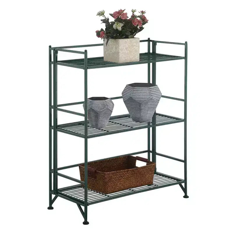 Étagère métallique pliable large à 3 niveaux de 32,5 po, vert forêt