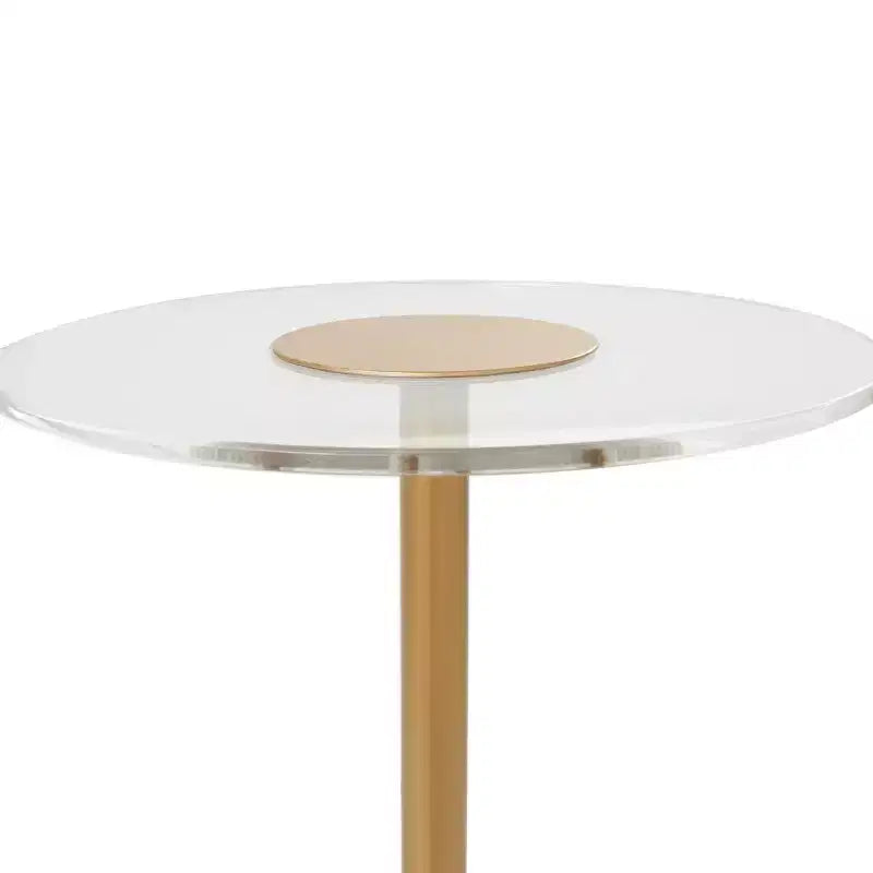 Table d'appoint en acrylique avec pied doré, 23 po de hauteur, style moderne