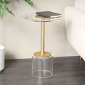 Table d'appoint en acrylique avec pied doré, 23 po de hauteur, style moderne