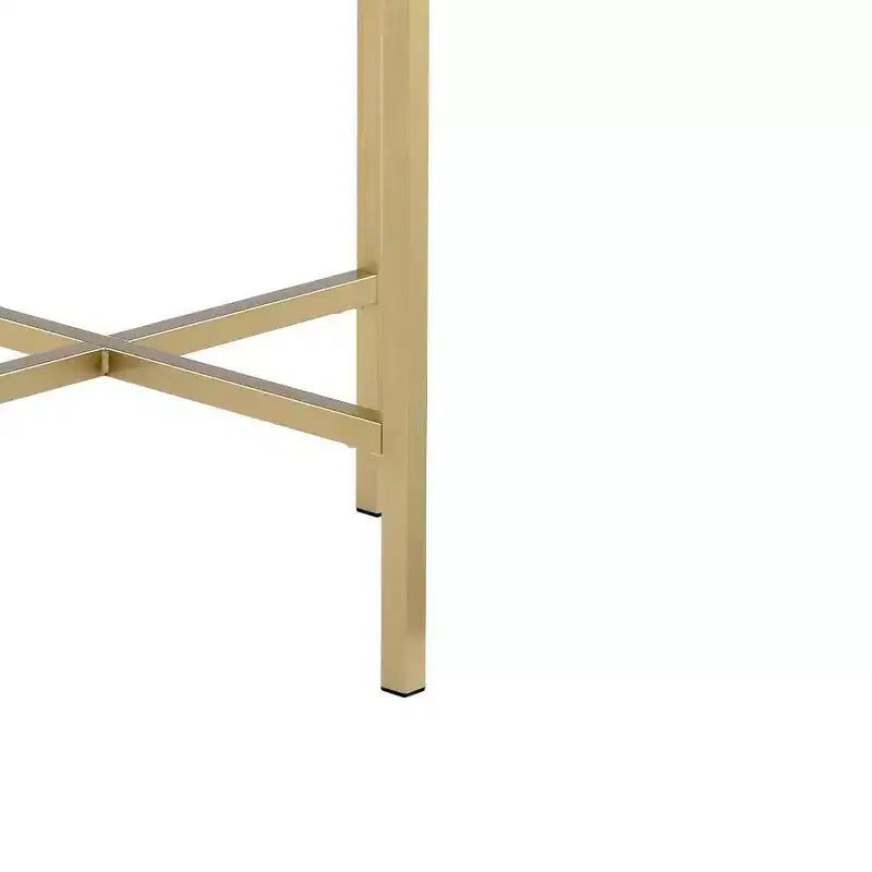 Table d'appoint ronde 22", plateau en chêne et piètement croisé en métal doré