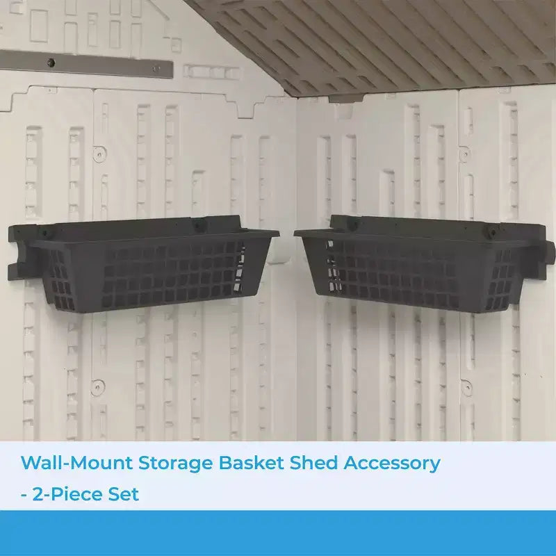 Panier de rangement pour abri de jardin, extérieur, 25 x 7,25 po, noir, lot de 2