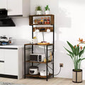 Meuble de cuisine pour boulanger, étagère à café 5 niveaux avec prise électrique et armoire de rangement, étagères ouvertes