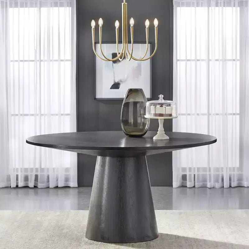 Table à manger ronde sur pied 59 po moderne