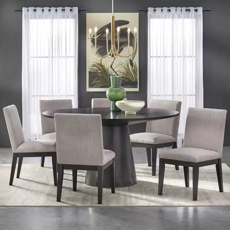 Table à manger ronde sur pied 59 po moderne