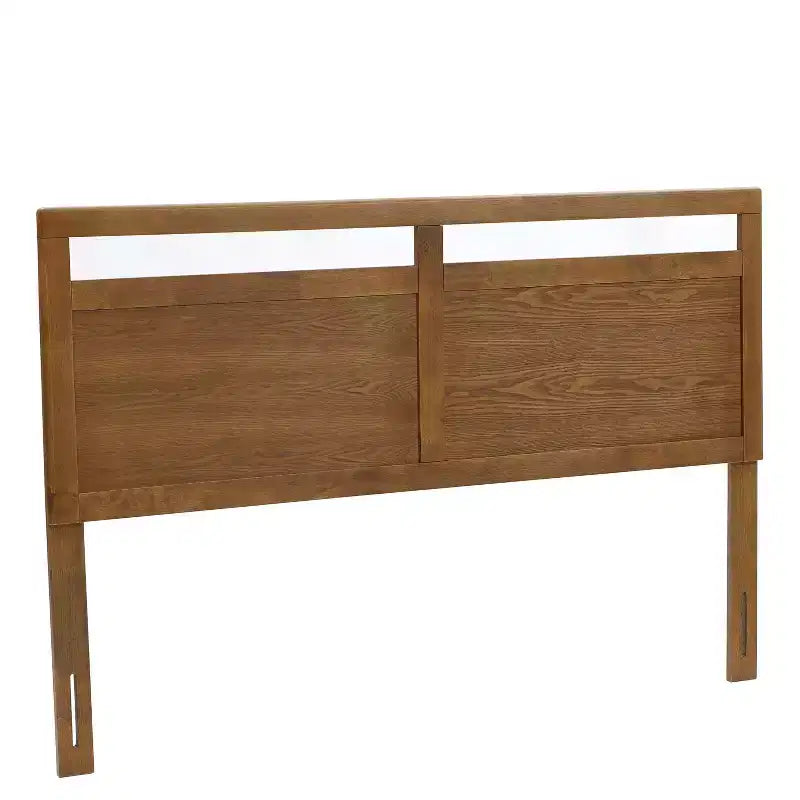 Tête de lit double en bois de style ferme, Grand lit (Queen), Marron
