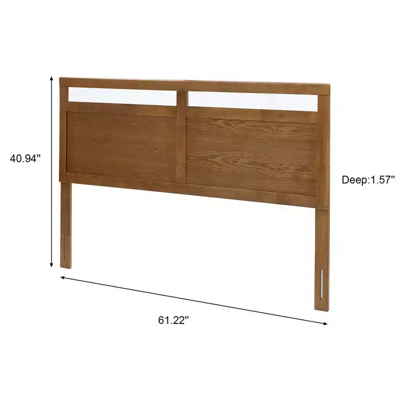 Tête de lit double en bois de style ferme, Grand lit (Queen), Marron