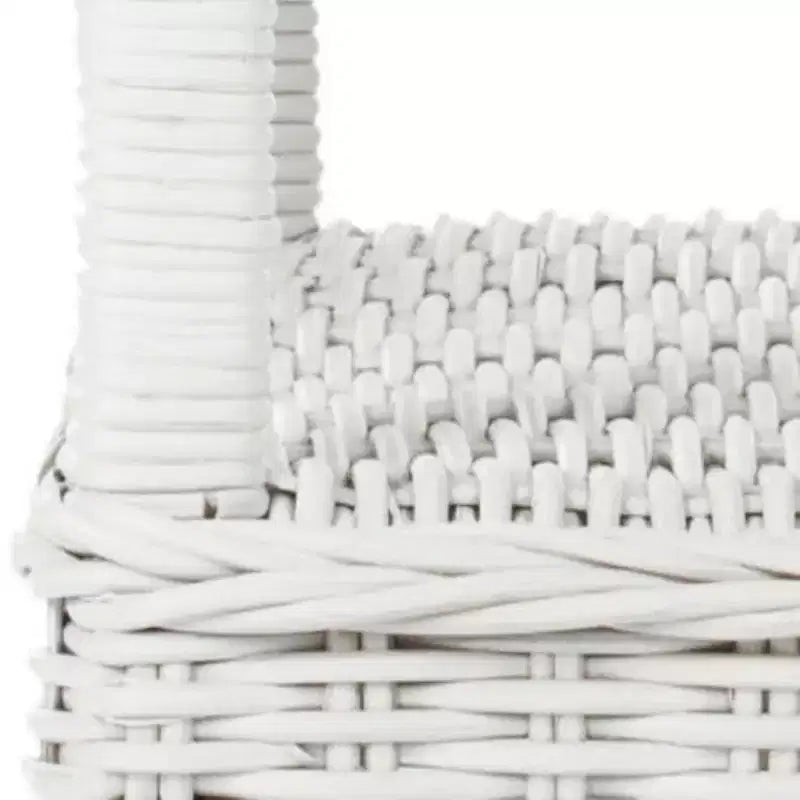 Table d'appoint en osier et rotin champêtre, blanc