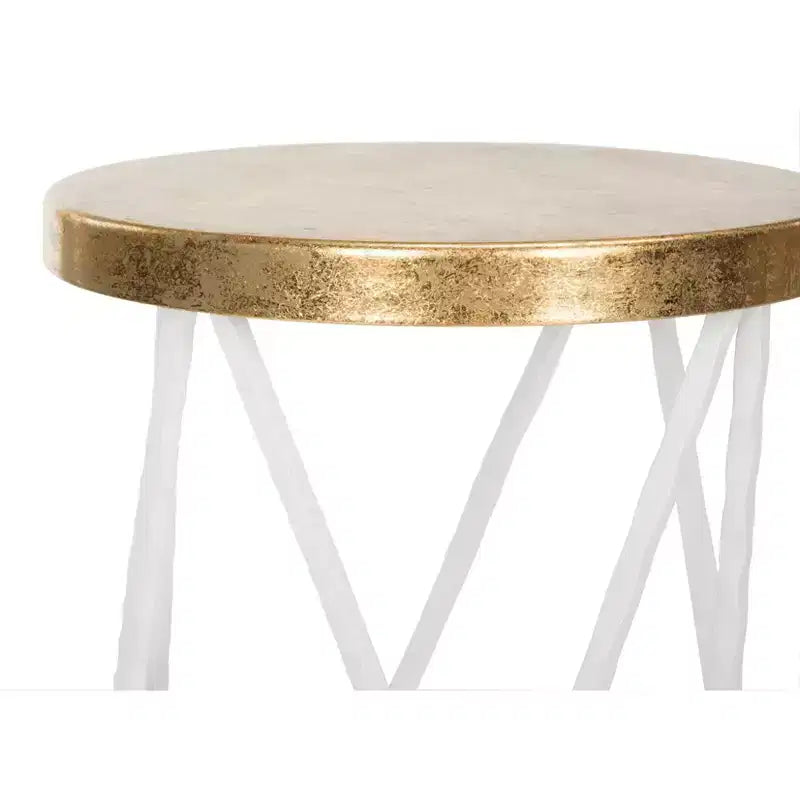 Tabouret de bar, Blanc/Doré