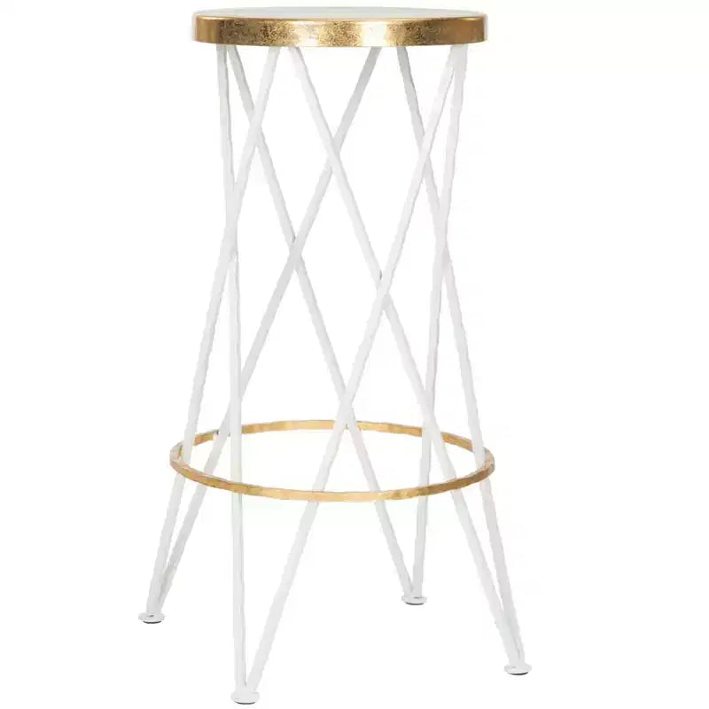 Tabouret de bar, Blanc/Doré